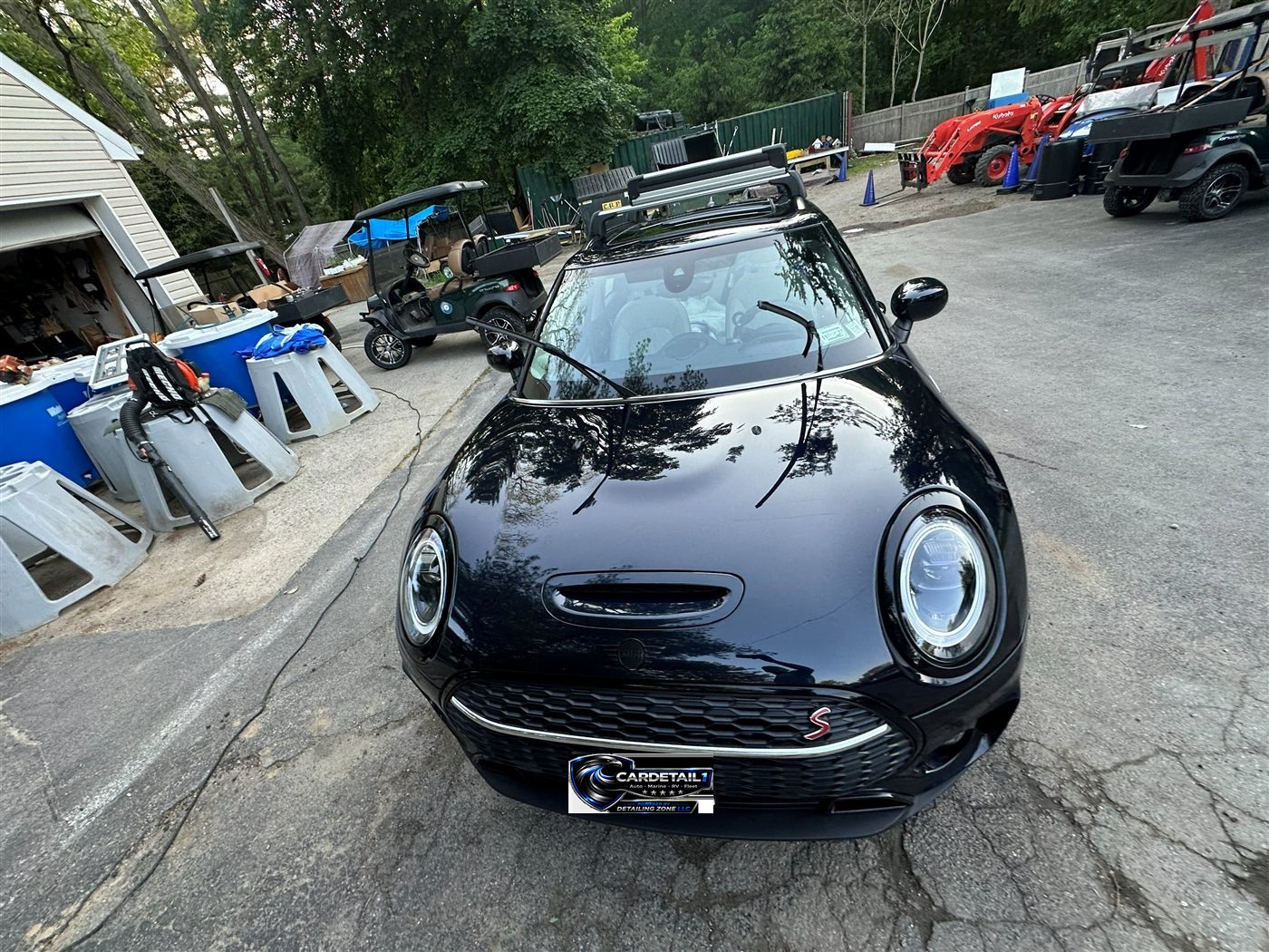 Mini Cooper S front after exterior detail — mirror-gloss black paint