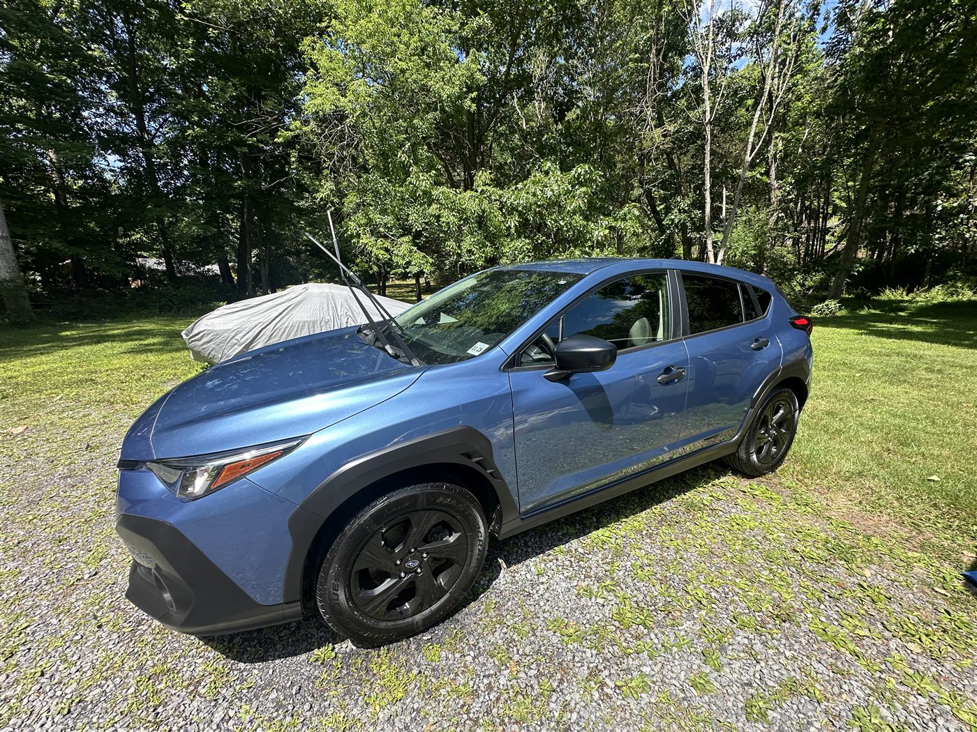 Subaru Crosstrek exterior after mobile detailing — clean paint, dressed trim, and fresh tires