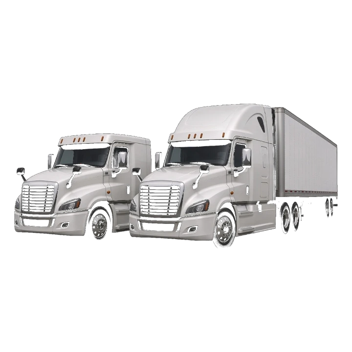 Commercial day cab and tractor-trailer semis receiving mobile detailing