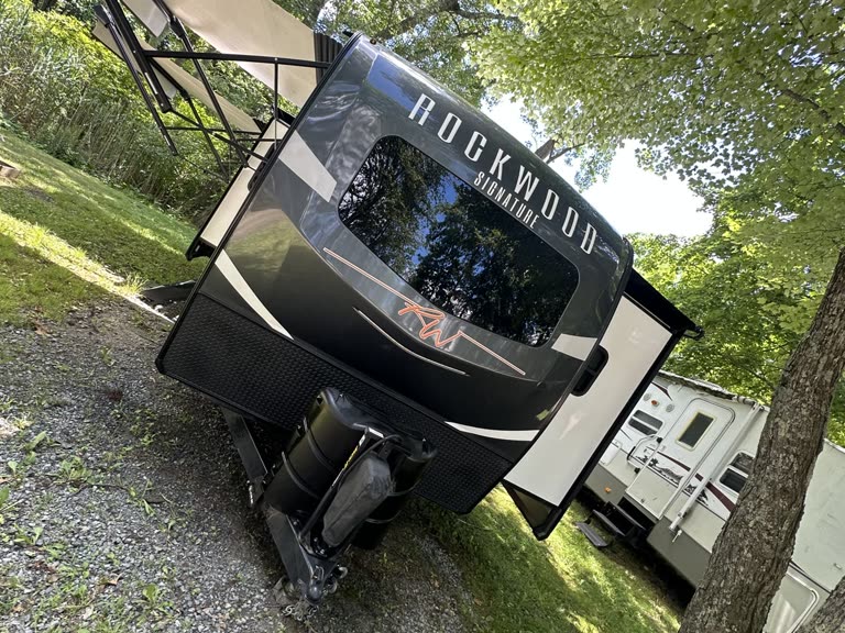 Rockwood Signature travel trailer front after mobile detailing