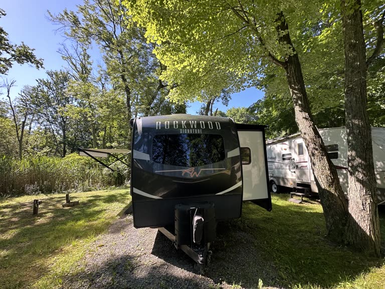 Rockwood Signature travel trailer front before mobile detailing